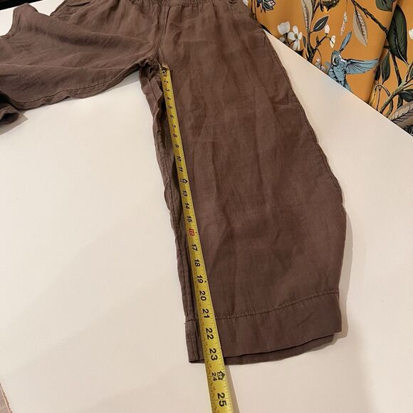 Tahari Essentials 100% Linen Pull On Pants Size Large Wide Leg Brown Beach Boho - Picture 6 of 6